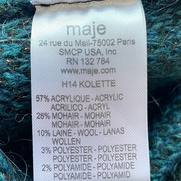 Maje Teal and Black Patterned Sweater - Picture 9 of 9